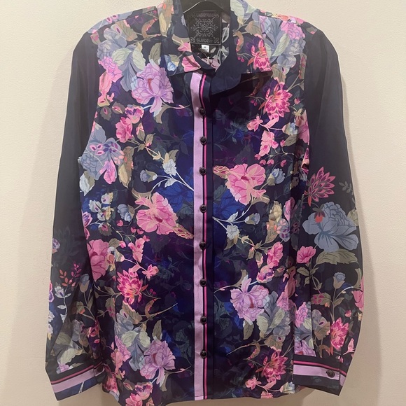 NEW Johnny Was Valeria Floral Silk Shirt, XS - Picture 1 of 7